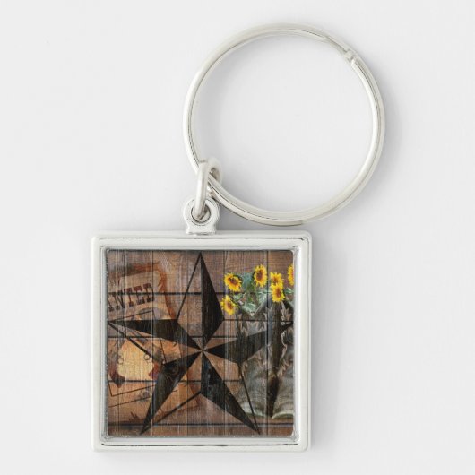 Rustic Texas Star Westerne Pistol Cowboy Boots Sleutelhanger (Voorkant)