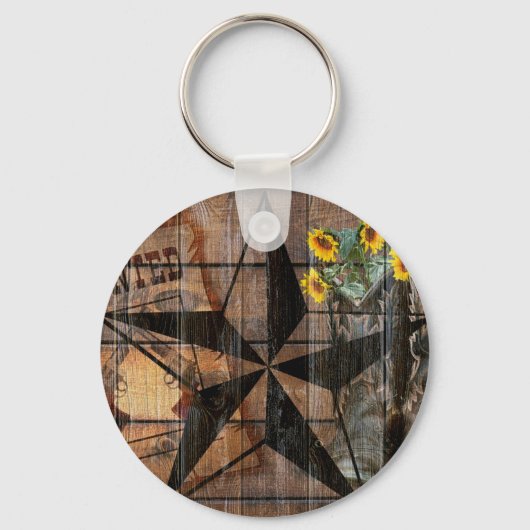 Rustic Texas Star Westerne Pistol Cowboy Boots Sleutelhanger (Voorkant)