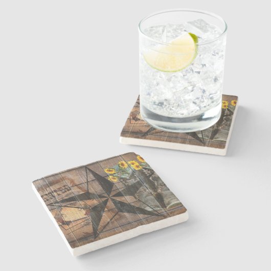 Rustic Texas Star Westerne Pistol Cowboy Boots Stenen Onderzetter (Zijkant)