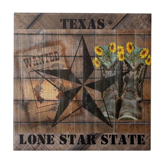 Rustic Texas Star Westerne Pistol Cowboy Boots Tegeltje (Voorkant)