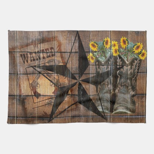 Rustic Texas Star Westerne Pistol Cowboy Boots Theedoek (Horizontaal)