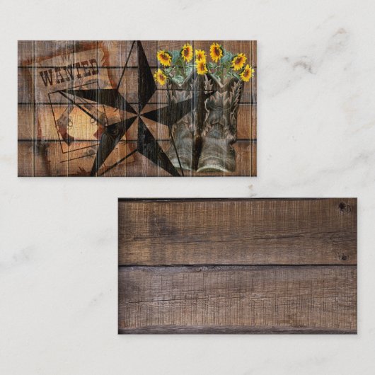 Rustic Texas Star Westerne Pistol Cowboy Boots Visitekaartje (Voorkant / Achterkant)