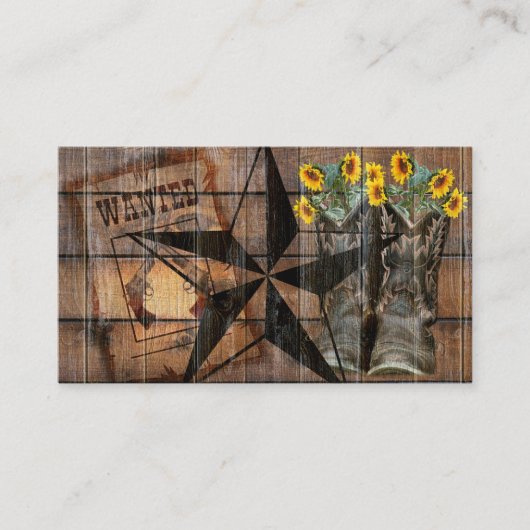 Rustic Texas Star Westerne Pistol Cowboy Boots Visitekaartje (Voorkant)