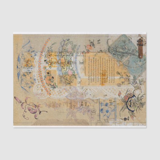 Rustic Texture Burlap Floral ontkoppeling Tissuepapier (Voorkant)