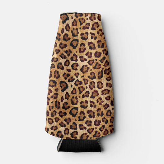 Rustic Texture Leopard Print Flesjeskoeler (Voorkant)