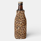 Rustic Texture Leopard Print Flesjeskoeler (Fles Voorkant)