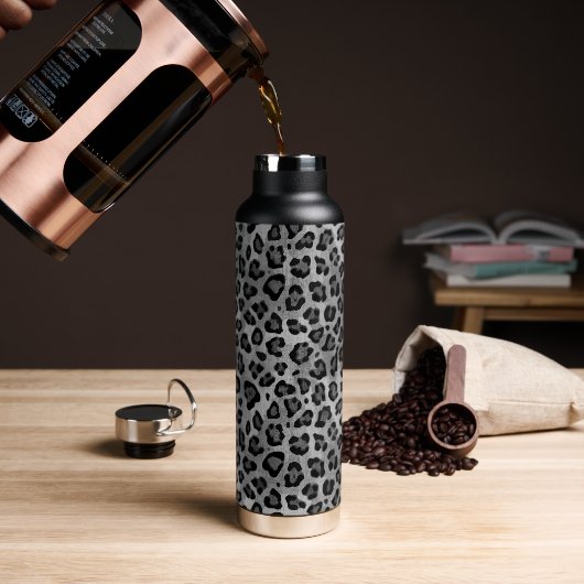Rustic Texture Leopard Print Grey Waterfles (Koffie)