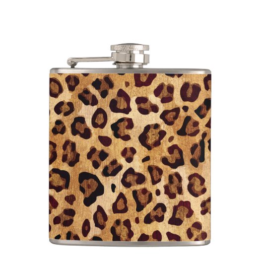 Rustic Texture Leopard Print Heupfles (Voorkant)