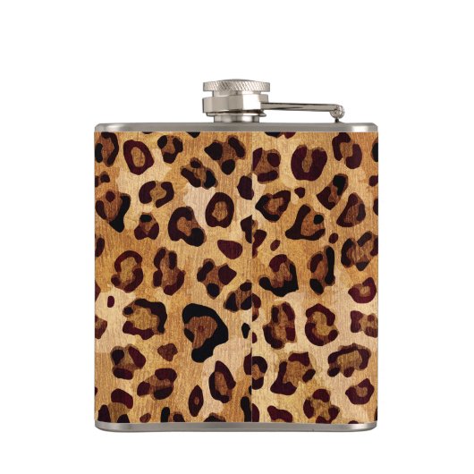 Rustic Texture Leopard Print Heupfles (Achterkant)