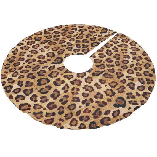 Rustic Texture Leopard Print Kerstboom Rok (Gekanteld)