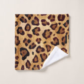 Rustic Texture Leopard Print Naam toevoegen Bad Handdoek (Wasdoekje)