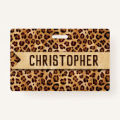 Rustic Texture Leopard Print Naam toevoegen Badge (Voorkant)