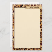 Rustic Texture Leopard Print Naam toevoegen Briefpapier (Voorkant / Achterkant)