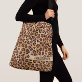 Rustic Texture Leopard Print Naam toevoegen Crossbody Tas (Dichtbij)
