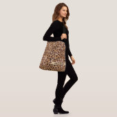 Rustic Texture Leopard Print Naam toevoegen Crossbody Tas (Op model)