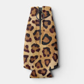 Rustic Texture Leopard Print Naam toevoegen Flesjeskoeler (Achterkant)