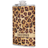 Rustic Texture Leopard Print Naam toevoegen Heupfles (Links)