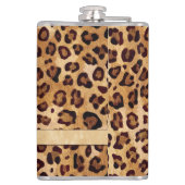 Rustic Texture Leopard Print Naam toevoegen Heupfles (Achterkant)