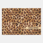 Rustic Texture Leopard Print Naam toevoegen Inpakpapier Vel (Voorkant 2)