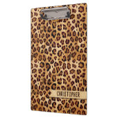 Rustic Texture Leopard Print Naam toevoegen Klembord (Links)