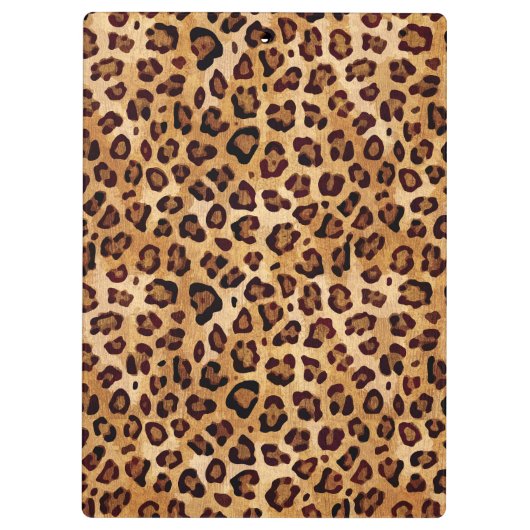 Rustic Texture Leopard Print Naam toevoegen Klembord (Achterkant)
