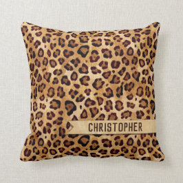 Rustic Texture Leopard Print Naam toevoegen Kussen