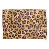 Rustic Texture Leopard Print Naam toevoegen Kussensloop (Voorkant)