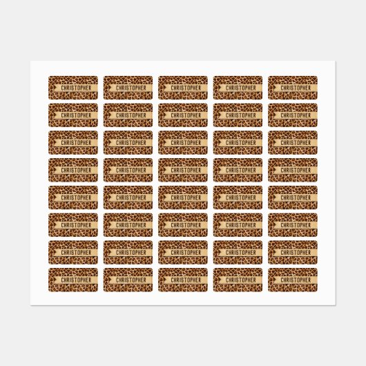 Rustic Texture Leopard Print Naam toevoegen Labels (Vel)