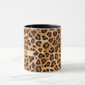 Rustic Texture Leopard Print Naam toevoegen Mok (Midden)