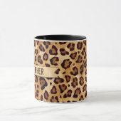 Rustic Texture Leopard Print Naam toevoegen Mok (Midden)