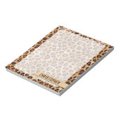 Rustic Texture Leopard Print Naam toevoegen Notitieblok (Linkerzijde)