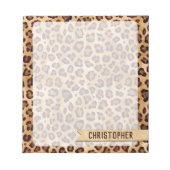 Rustic Texture Leopard Print Naam toevoegen Notitieblok (Voorkant)