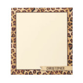 Rustic Texture Leopard Print Naam toevoegen Notitieblok (Voorkant)