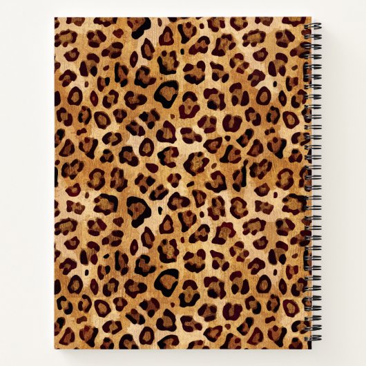 Rustic Texture Leopard Print Naam toevoegen Notitieboek (Achterkant)