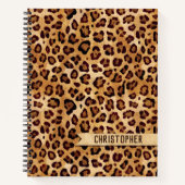 Rustic Texture Leopard Print Naam toevoegen Notitieboek (Voorkant)