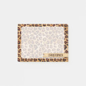 Rustic Texture Leopard Print Naam toevoegen Post-it® Notes (Voorkant)