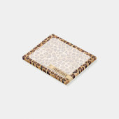 Rustic Texture Leopard Print Naam toevoegen Post-it® Notes (Schuin)