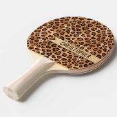 Rustic Texture Leopard Print Naam toevoegen Tafeltennisbatje (Voorkant Gekanteld)