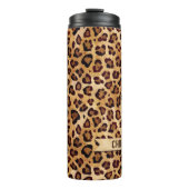 Rustic Texture Leopard Print Naam toevoegen Thermosbeker (Voorkant)