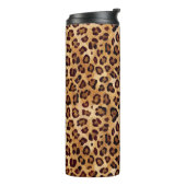 Rustic Texture Leopard Print Naam toevoegen Thermosbeker (Gedraaid links)
