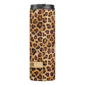 Rustic Texture Leopard Print Naam toevoegen Thermosbeker (Achterkant)