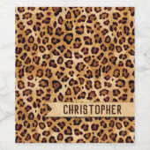 Rustic Texture Leopard Print Naam toevoegen Wijn Etiket (Enkel label)