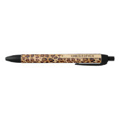 Rustic Texture Leopard Print Naam toevoegen Zwarte Inkt Pen (Bodem)