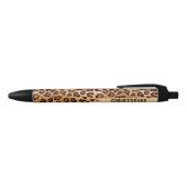 Rustic Texture Leopard Print Naam toevoegen Zwarte Inkt Pen (Bovenkant)