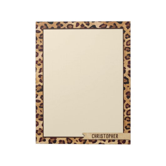 Rustic Texture Leopard print op maat Notitieblok (Linkerzijde)