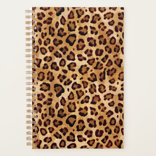 Rustic Texture Leopard Print Planner (Voorkant)