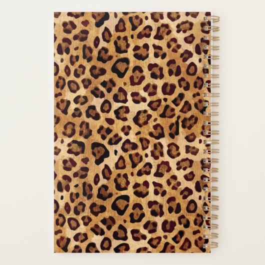 Rustic Texture Leopard Print Planner (Achterkant)