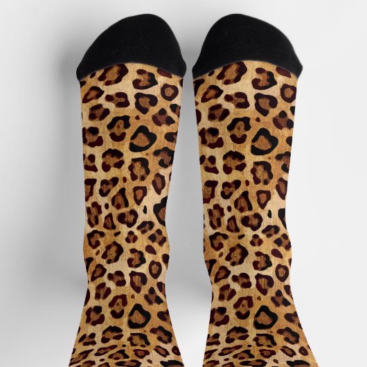Rustic Texture Leopard Print Socks Sokken (Top)