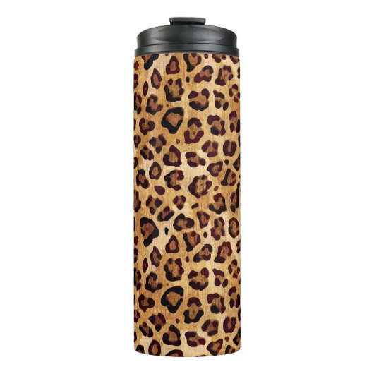 Rustic Texture Leopard Print Thermosbeker (Voorkant)