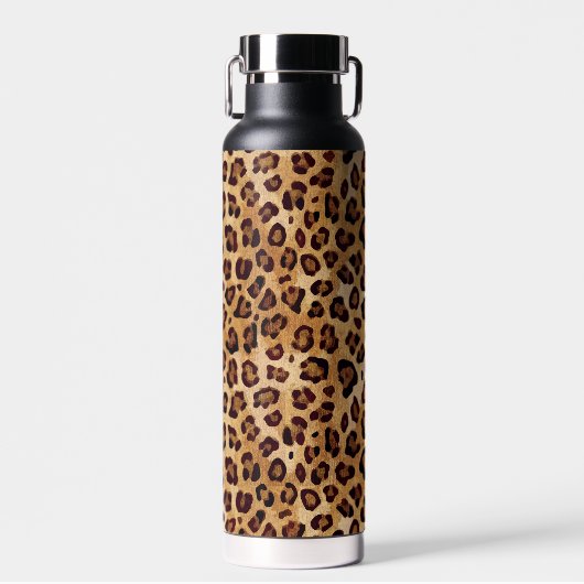 Rustic Texture Leopard Print Waterfles (Voorkant)